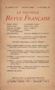 La Nouvelle Revue Française (1908-1940) N° 110 novembre 1922