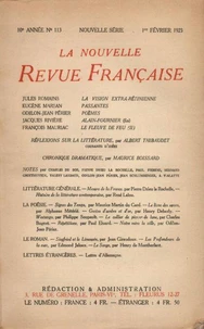 La Nouvelle Revue Française (1908-1940) N° 113 février 1923