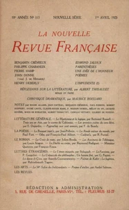 La Nouvelle Revue Française (1908-1940) N° 115 avril 1923
