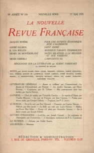 La Nouvelle Revue Française (1908-1940) N° 116 mai 1923