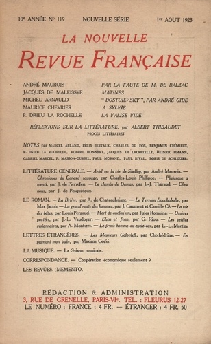 La Nouvelle Revue Française (1908-1943) N° 119 août 1923