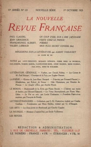 La Nouvelle Revue Française (1908-1940) N° 121 octobre 1923