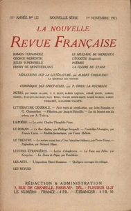 La Nouvelle Revue Française (1908-1940) N° 122 novembre 1923