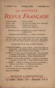 La Nouvelle Revue Française (1908-1940) N° 123 décembre 1923