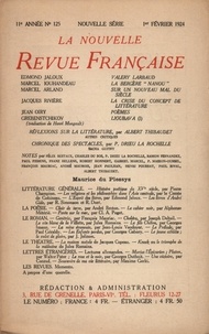  Gallimard - La Nouvelle Revue Française (1908-1943) N° 125 février 1924 : .