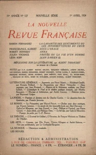 La Nouvelle Revue Française (1908-1940) N° 127 avril 1924