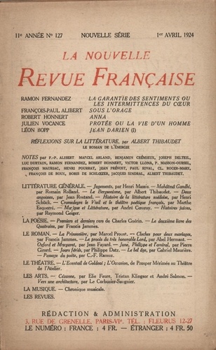 La Nouvelle Revue Française (1908-1943) N° 127 avril 1924