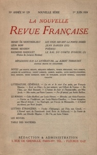  Gallimard - La Nouvelle Revue Française (1908-1943) N° 129 juin 1924 : .