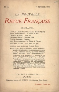  Gallimard - La Nouvelle Revue Française (1908-1943) N° 13, février 1910 : .