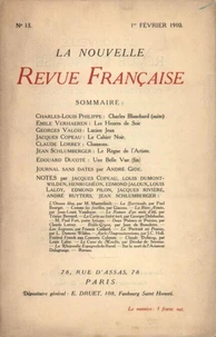 La Nouvelle Revue Française (1908-1940) N° 13, février 1910