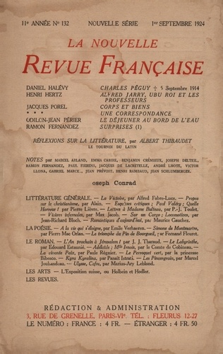 La Nouvelle Revue Française (1908-1943) N° 132 sept 1924