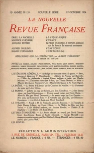 La Nouvelle Revue Française (1908-1940) N° 133 octobre 1924