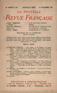 La Nouvelle Revue Française (1908-1940) N° 134 novembre 1924