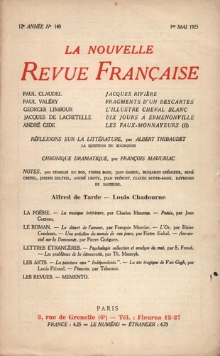 La Nouvelle Revue Française (1908-1943) N° 140 mai 1925