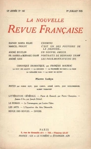La Nouvelle Revue Française (1908-1940) N° 142 juillet 1925