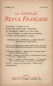 La Nouvelle Revue Française (1908-1940) N° 143 août 1925