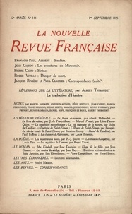  Gallimard - La Nouvelle Revue Française (1908-1943) N° 144 septembre 192 : .