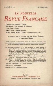 La Nouvelle Revue Française (1908-1940) N° 144 septembre 192