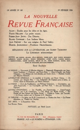 La Nouvelle Revue Française (1908-1943) N° 149 février 1926