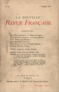 La Nouvelle Revue Française (1908-1940) N° 15 mars 1910