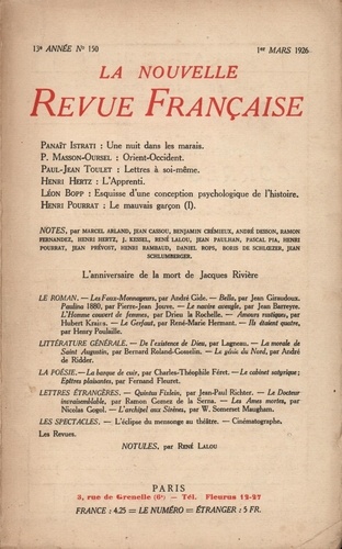 La Nouvelle Revue Française (1908-1943) N° 150 mars 1926