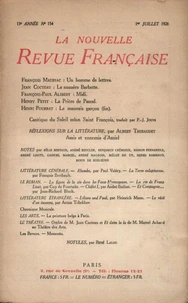 La Nouvelle Revue Française (1908-1940) N° 154 juillet 1926