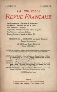 La Nouvelle Revue Française (1908-1940) N° 157 octobre 1926