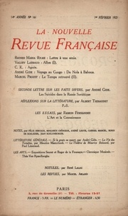  Gallimard - La Nouvelle Revue Française (1908-1943) N° 161 février 1927 : .