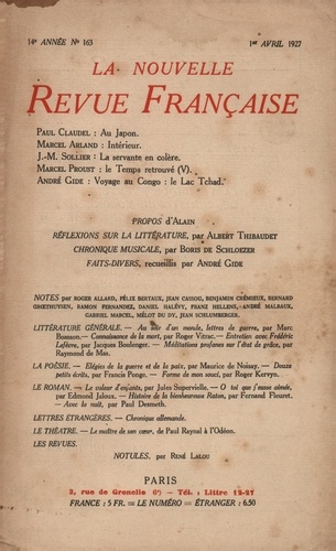 La Nouvelle Revue Française (1908-1943) N° 163 avril 1927