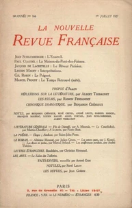 La Nouvelle Revue Française (1908-1940) N° 166 juillet 1927