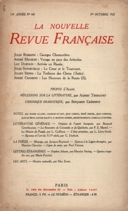  Gallimard - La Nouvelle Revue Française (1908-1943) N° 169 octobre 1927 : .