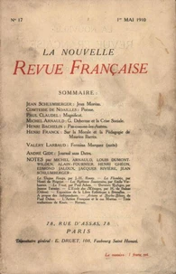 La Nouvelle Revue Française (1908-1940) N° 17 mai 1910