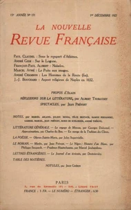 La Nouvelle Revue Française (1908-1940) N° 171 décembre 1927