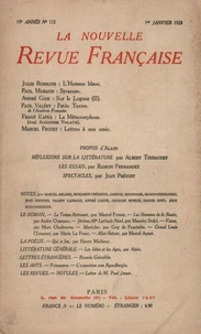 La Nouvelle Revue Française (1908-1940) N° 172 janvier 1928