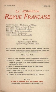 La Nouvelle Revue Française (1908-1940) N° 175 avril 1928