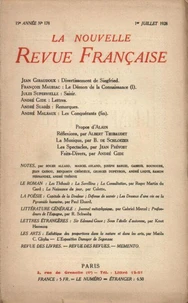 La Nouvelle Revue Française (1908-1940) N° 178 juillet 1928