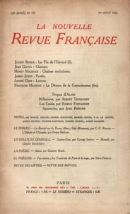 La Nouvelle Revue Française (1908-1940) N° 179 août 1928