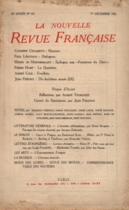  Gallimard - La Nouvelle Revue Française (1908-1943) N° 183 décembre 1928 : .