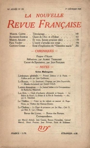 La Nouvelle Revue Française (1908-1940) N° 185 février 1929