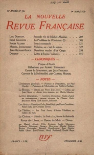 La Nouvelle Revue Française (1908-1940) N° 186 mars 1929