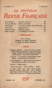  Gallimard - La Nouvelle Revue Française (1908-1943) N° 187 avril 1929 : .