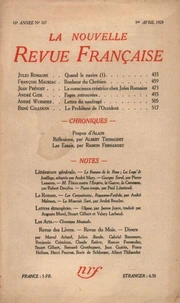 La Nouvelle Revue Française (1908-1940) N° 187 avril 1929