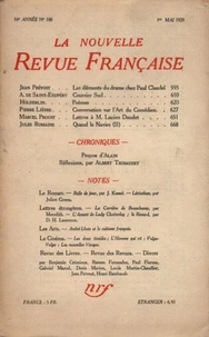 La Nouvelle Revue Française (1908-1940) N° 188 mai 1929