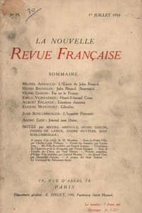 La Nouvelle Revue Française (1908-1940) N° 19 juillet 1910
