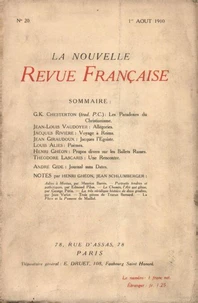 La Nouvelle Revue Française (1908-1940) N° 20 août 1910