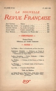  Gallimard - La Nouvelle Revue Française (1908-1943) N° 201 juin 1930 : .