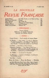  Gallimard - La Nouvelle Revue Française (1908-1943) N° 203 août 1930 : .