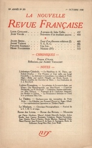  Gallimard - La Nouvelle Revue Française (1908-1943) N° 205 octobre 1930 : .