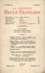  Gallimard - La Nouvelle Revue Française (1908-1943) N° 209 février 1931 : .