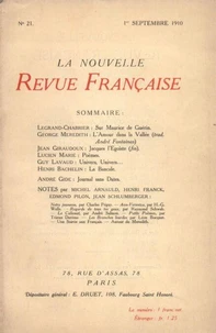 La Nouvelle Revue Française (1908-1940) N° 21 septembre 1910